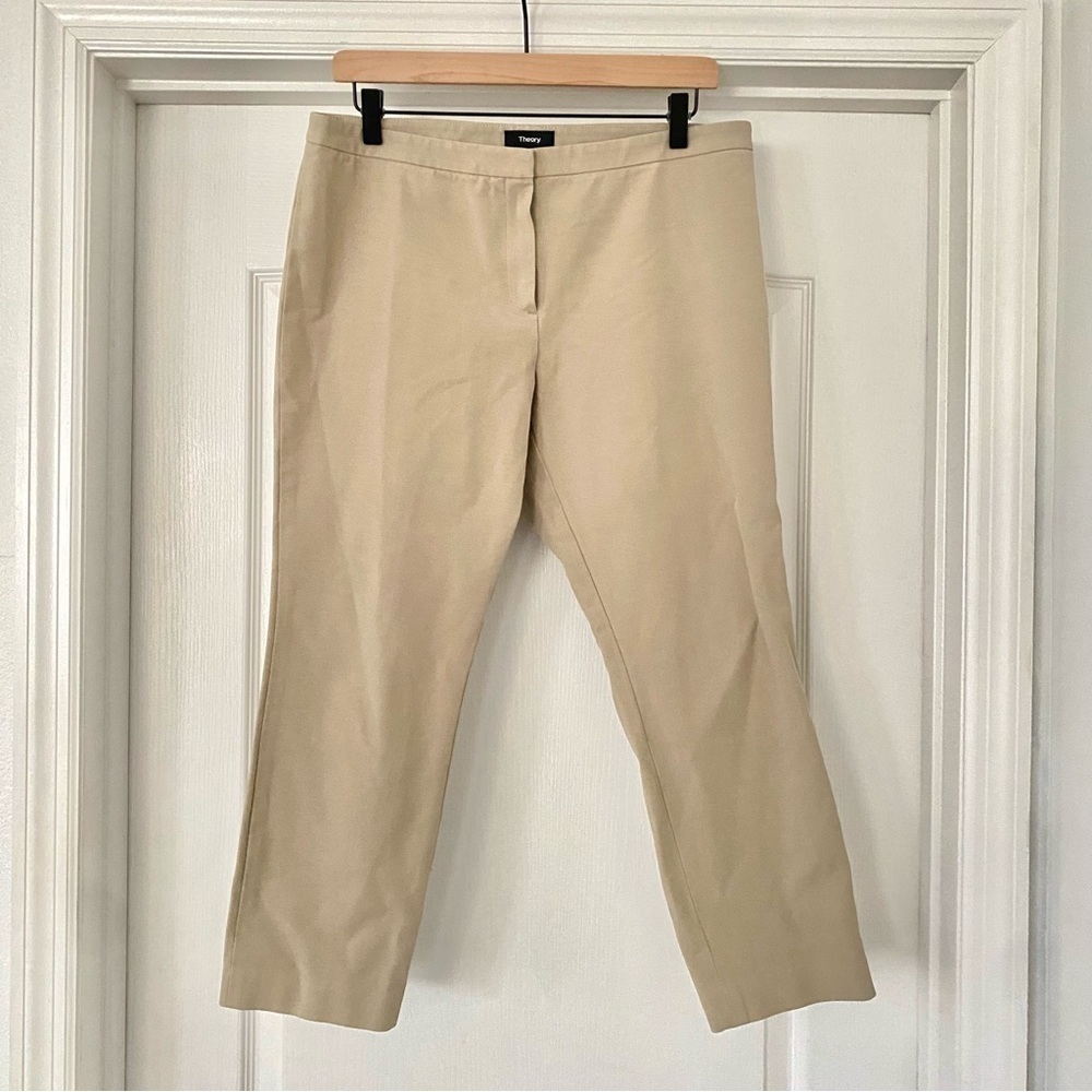 Theory Beige Straight-Leg Trousers